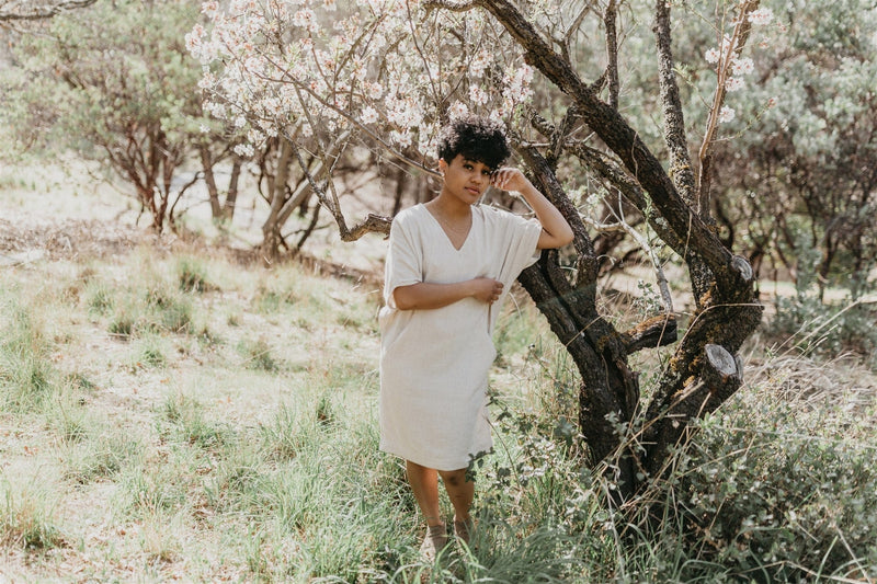 Field Day Dress Cocoon Dress in Oat Linen