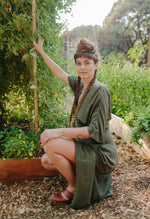 Field Day Dress Diana Dress in Olive Green Challis