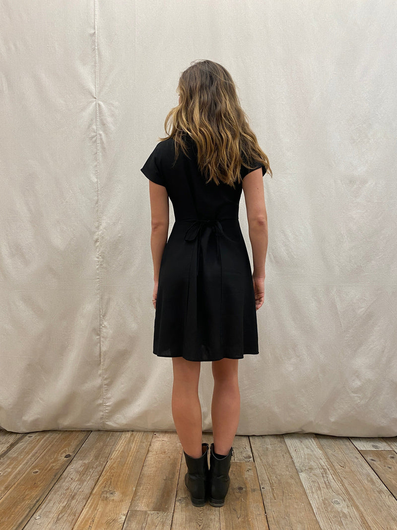 Field Day Dress Dolman Dress in Black Linen