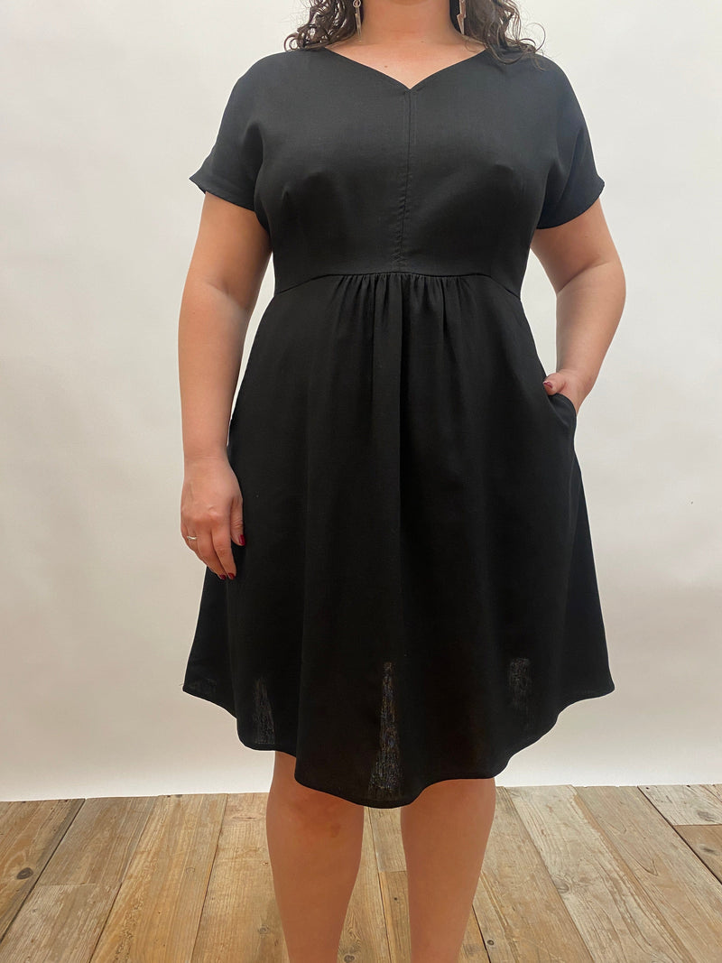 Field Day Dress Dolman Dress in Black Linen