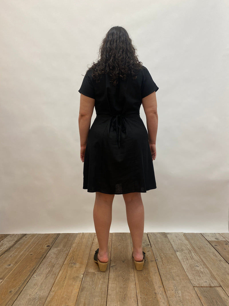 Field Day Dress Dolman Dress in Black Linen