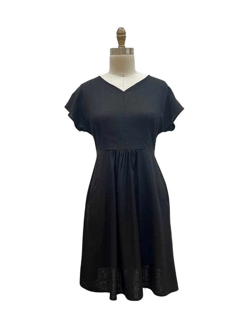 Field Day Dress Dolman Dress in Black Linen