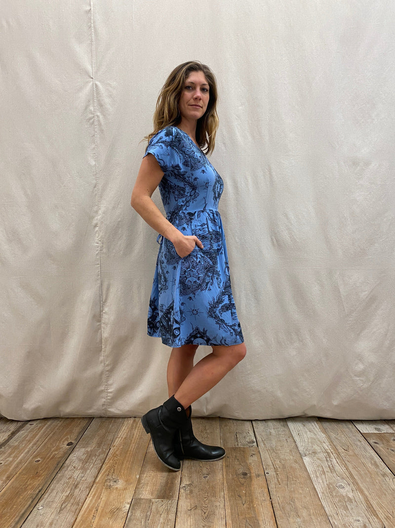 Field Day Dress Dolman Dress in Earth Worship in Ocean Blue