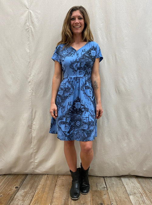 Field Day Dress Dolman Dress in Earth Worship in Ocean Blue