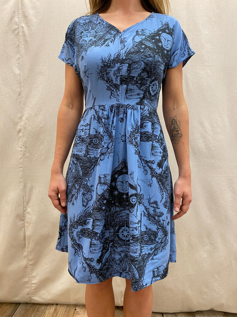 Field Day Dress Dolman Dress in Earth Worship in Ocean Blue