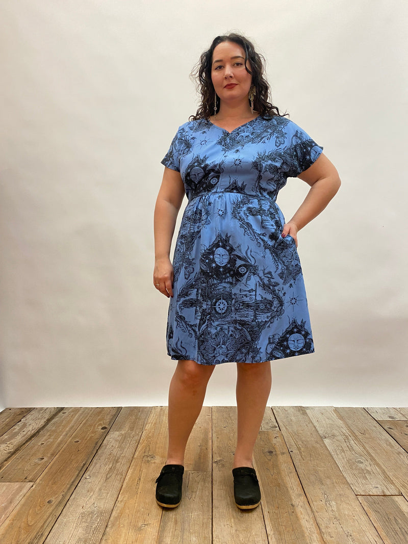 Field Day Dress Dolman Dress in Earth Worship in Ocean Blue