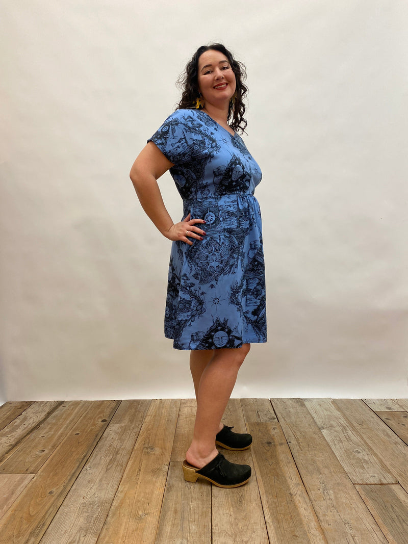 Field Day Dress Dolman Dress in Earth Worship in Ocean Blue