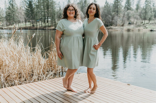 Field Day Dress Dolman Dress in Sage Linen