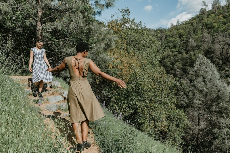 Field Day Dress Joy dress in Olive Raw Silk