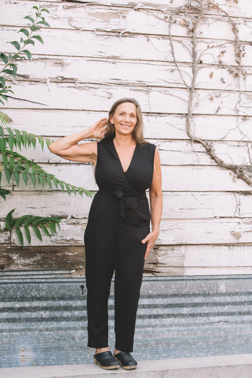 Field Day Jumpsuit Artemis Jumper In Black Linen