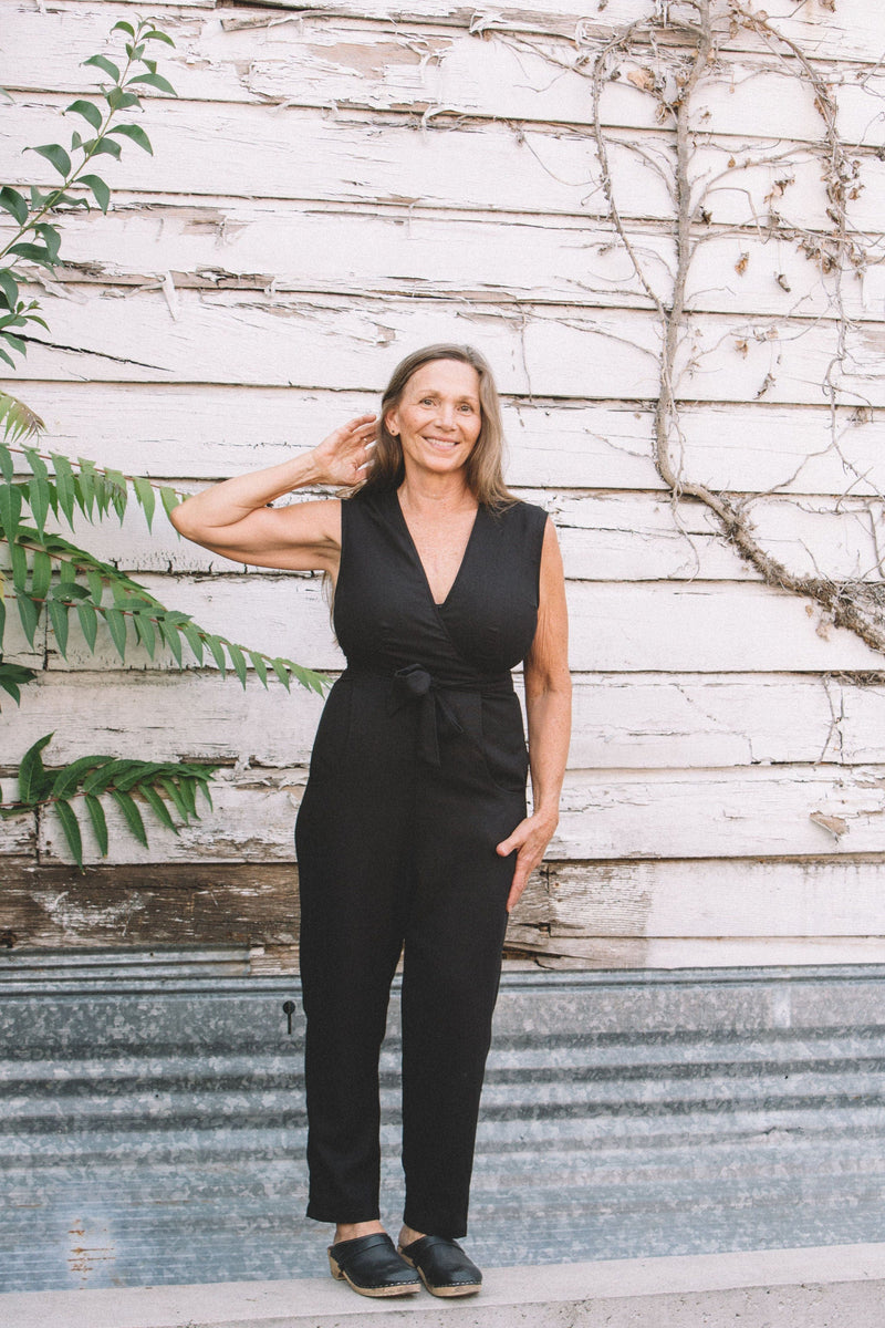 Field Day Jumpsuit Artemis Jumper In Black Linen