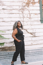 Field Day Jumpsuit Artemis Jumper In Black Linen