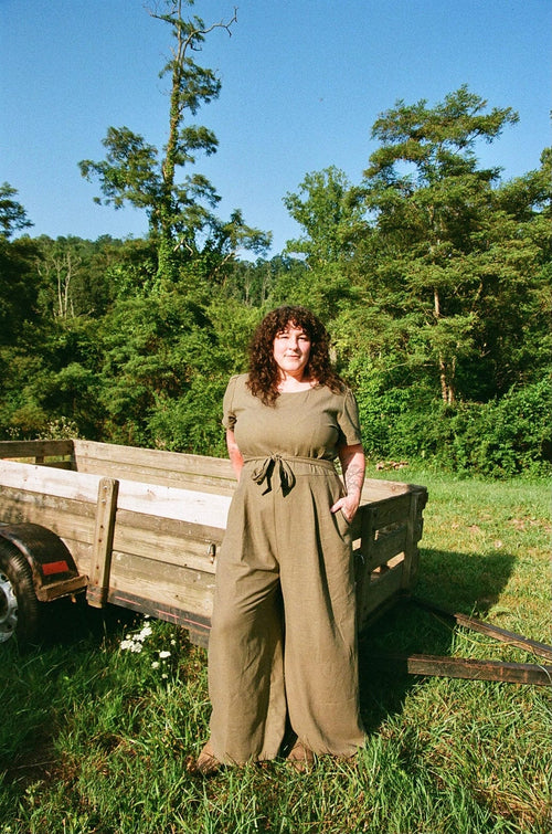 Field Day Jumpsuit Vega Jumpsuit in Olive Linen