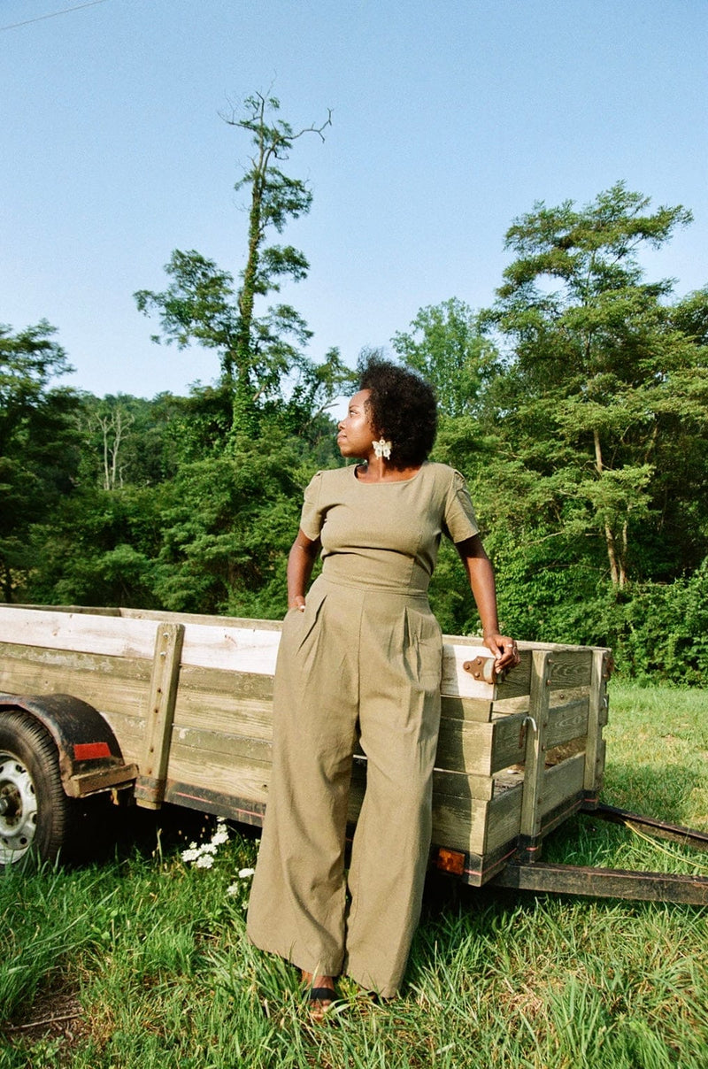 Field Day Jumpsuit Vega Jumpsuit in Olive Linen