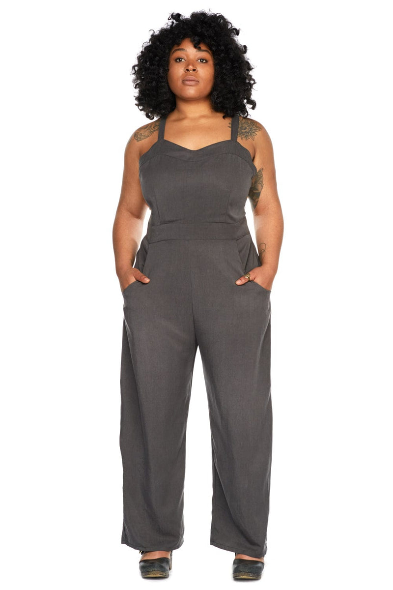 Field Day Jumpsuit Yolked Juniper Jumpsuit in Olive Tencel