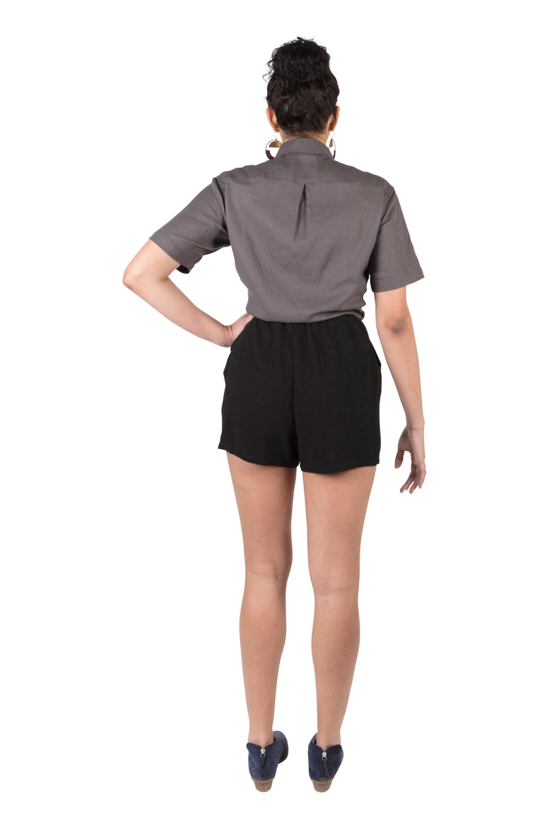 Field Day Shorts Breezy Shorts in Black Linen