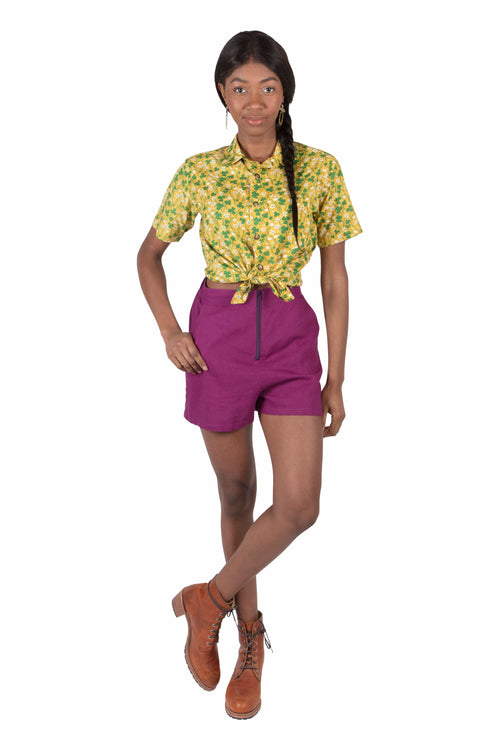 Field Day Shorts Breezy Shorts in Electric Violet Linen