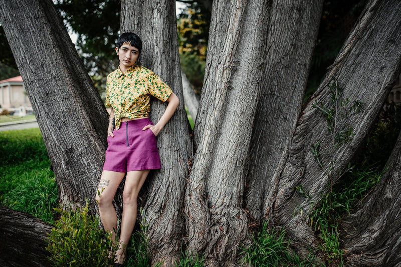 Field Day Shorts Breezy Shorts in Electric Violet Linen