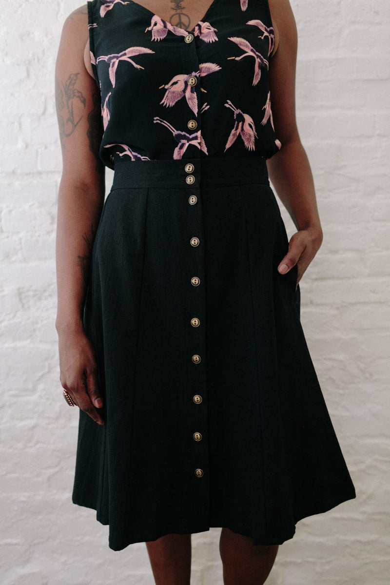 Field Day Skirt Bae Skirt in Black Linen