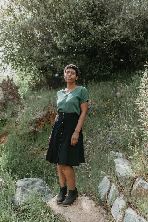 Field Day Skirt Bae Skirt in Black Linen