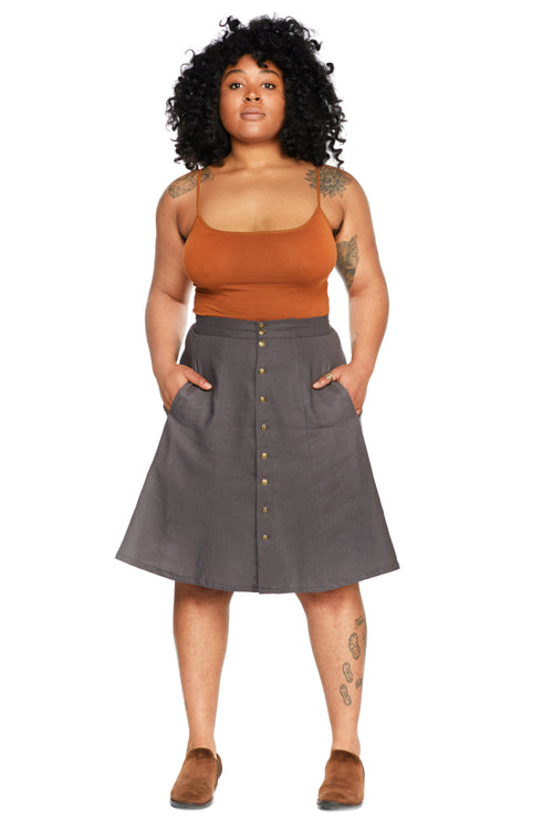 Field Day Skirt Bae Skirt in Charcoal Linen