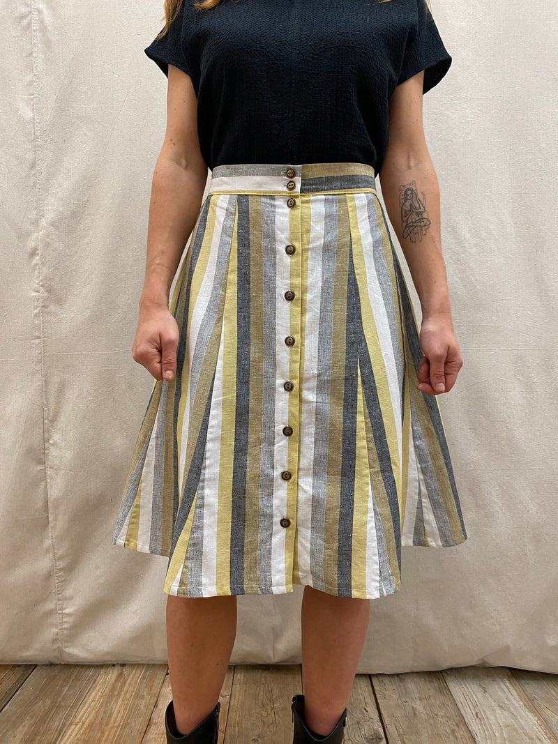 Field Day Skirt Bae Skirt in Linen Stripe