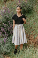 Field Day Skirt Bae Skirt in Linen Stripe