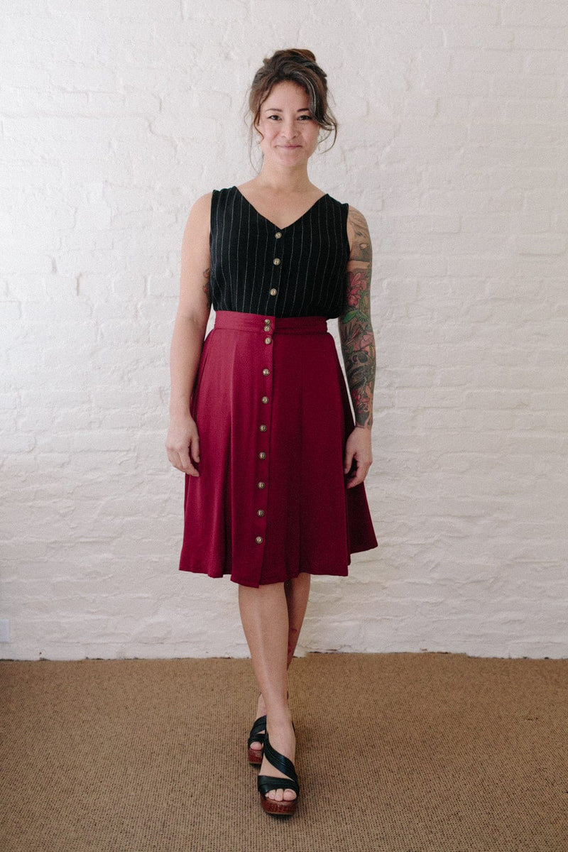 Field Day Skirt Bae Skirt in Pinot Noir Crepe