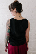 Field Day Top Aviva Top in Black Pinstripe