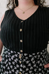 Field Day Top Aviva Top in Black Pinstripe