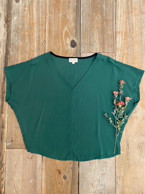 Field Day Top Dolman Top in Emerald Challis