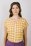 Field Day Top Dolman Top in Marigold Checker