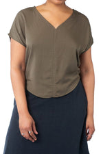 Field Day Top Dolman top in Olive Rayon Twill