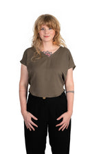 Field Day Top Dolman top in Olive Rayon Twill