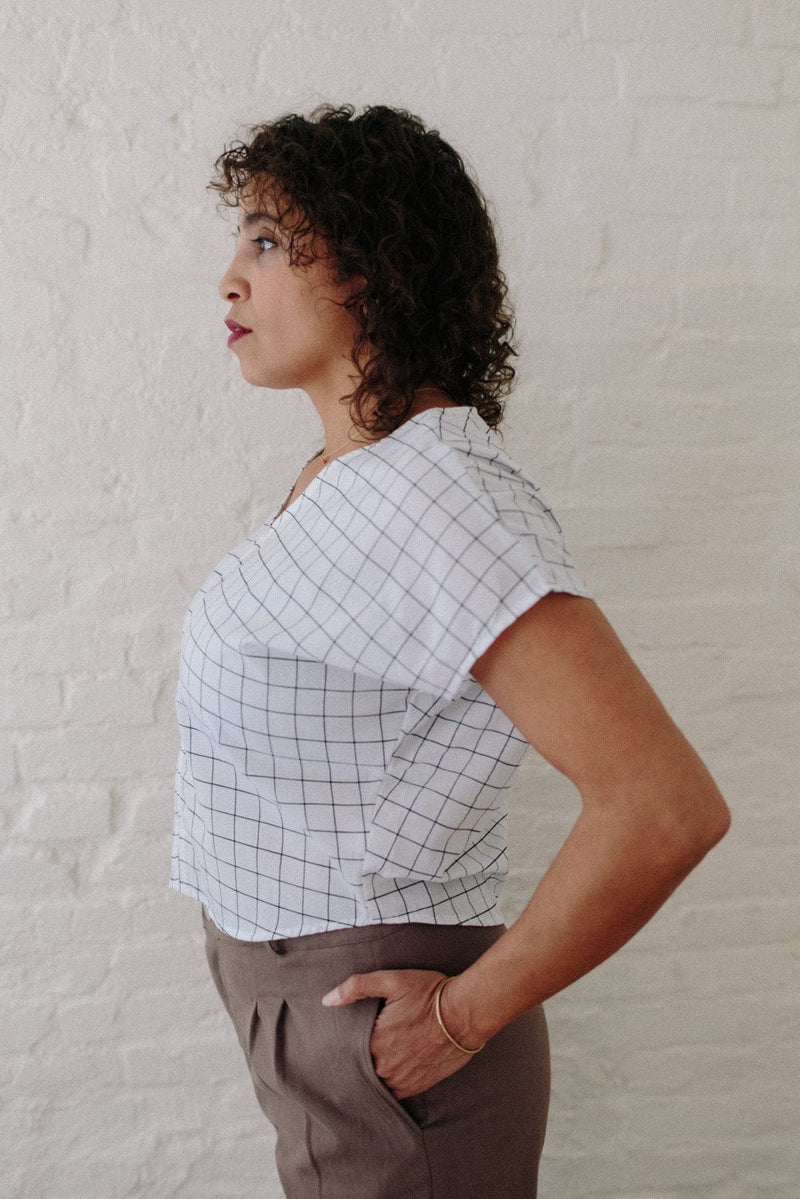 Field Day Top Dolman Top in White Squares