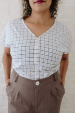 Field Day Top Dolman Top in White Squares